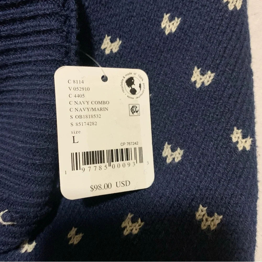 NWT Free People Easy Street Patterned Crop Pullover‎ Blue and White Sweater